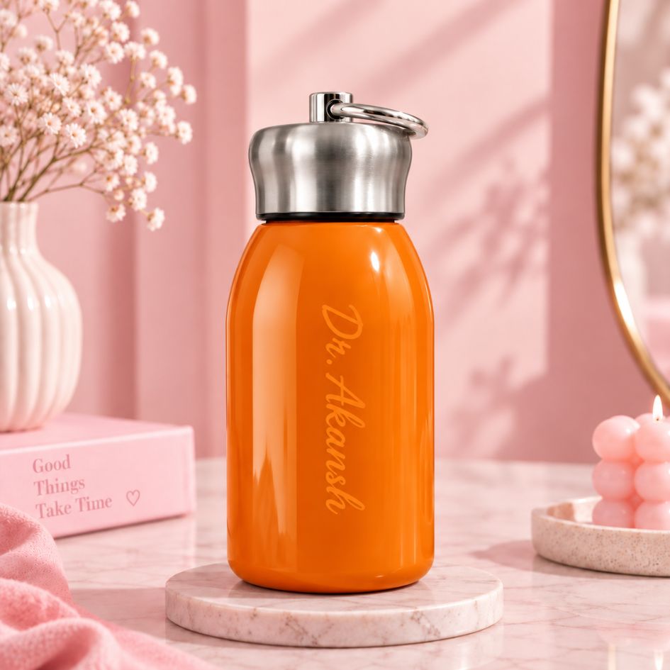 Personalized Mini Stainless Steel Bottle - Orange