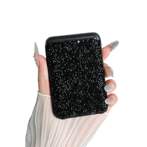 Magnetic MagSafe Sparkly Black Glitter Wallet