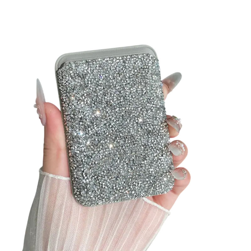 Magnetic MagSafe Sparkly Silver Glitter Wallet Secondary image