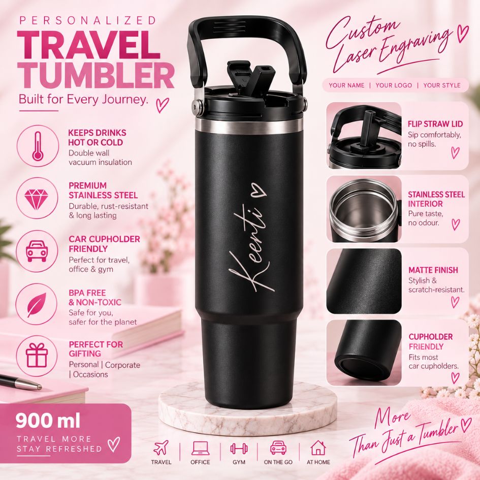 Personalized Coffee Tumbler With Handle