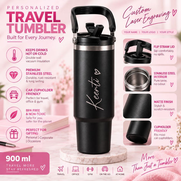 Personalized Coffee Tumbler With Handle