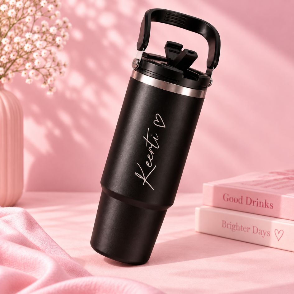 Personalized Coffee Tumbler With Handle