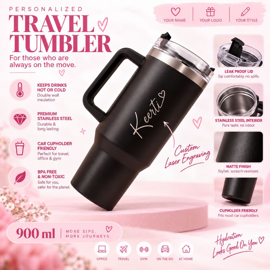 Personalized Black Coffee Tumbler - 1200 ML Secondary image