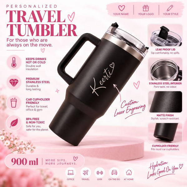Personalized Black Coffee Tumbler - 1200 ML