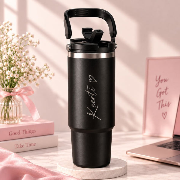 Personalized Coffee Tumbler With Handle