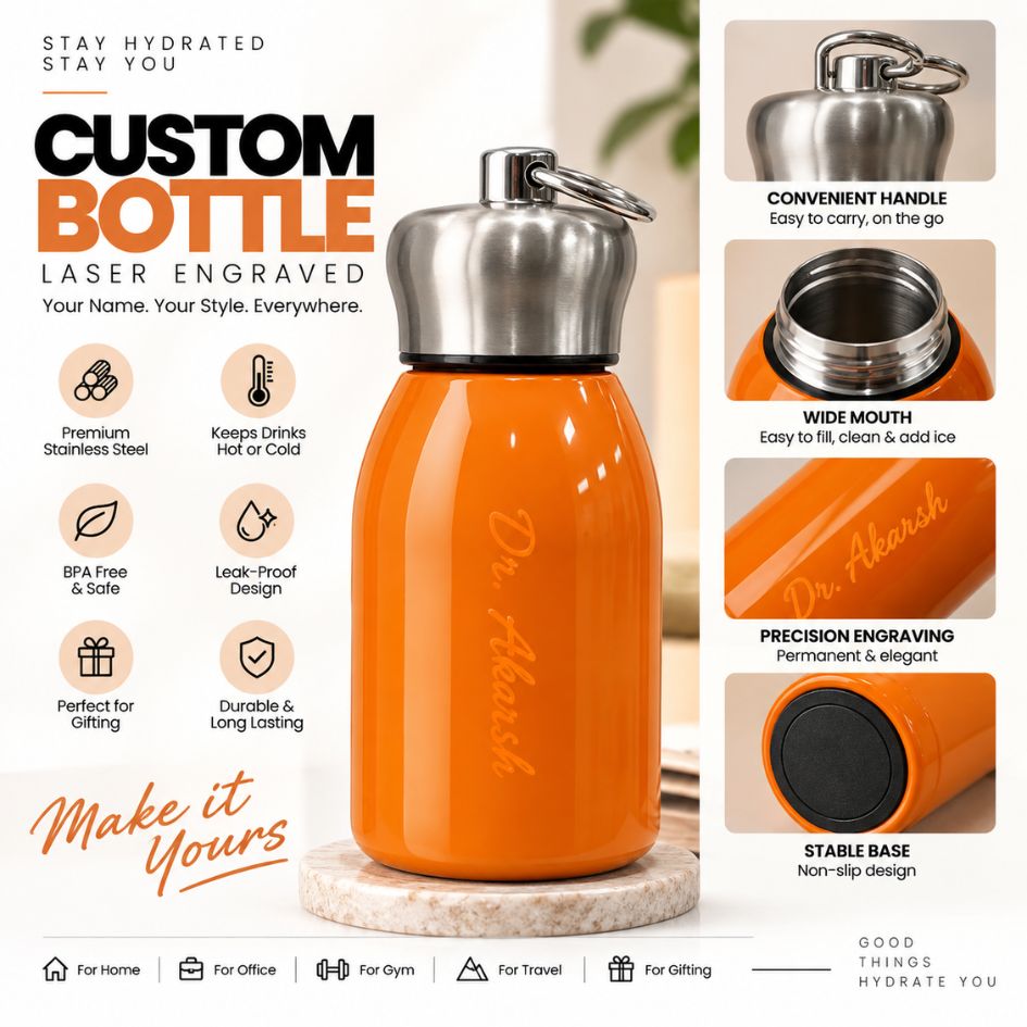 Personalized Mini Stainless Steel Bottle - Orange