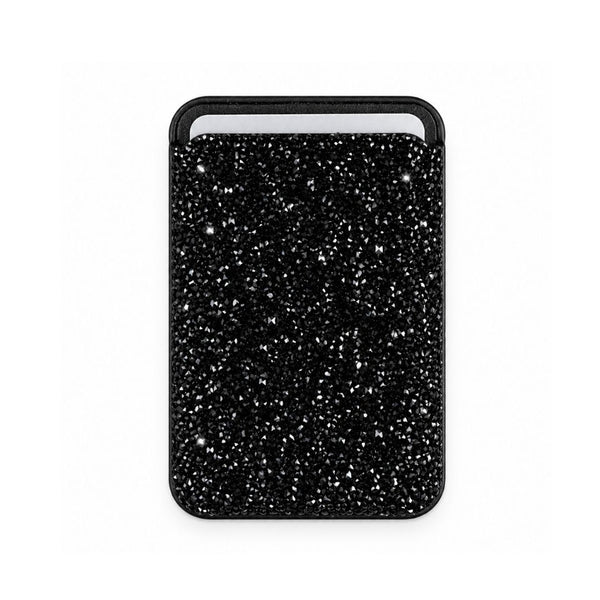 Magnetic MagSafe Sparkly Black Glitter Wallet