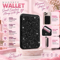 Magnetic MagSafe Sparkly Black Glitter Wallet