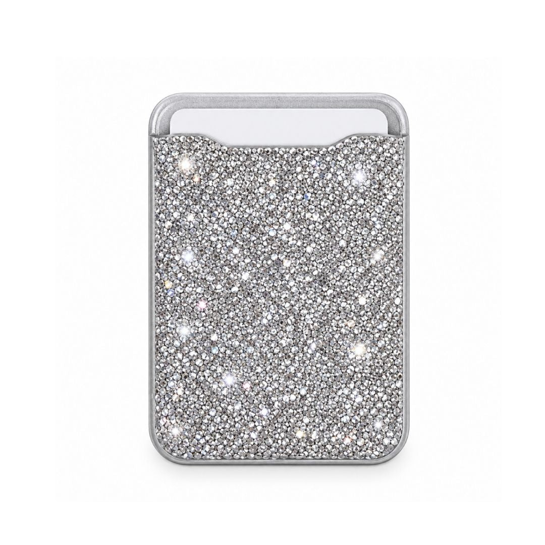 Magnetic MagSafe Sparkly Silver Glitter Wallet