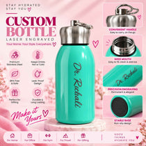 Personalized Mini Stainless Steel Bottle - Teal