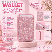 Magnetic MagSafe Sparkly Pink Glitter Wallet