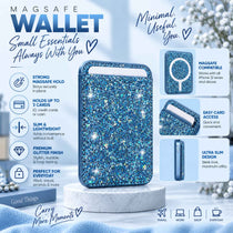 Magnetic MagSafe Sparkly Blue Glitter Wallet