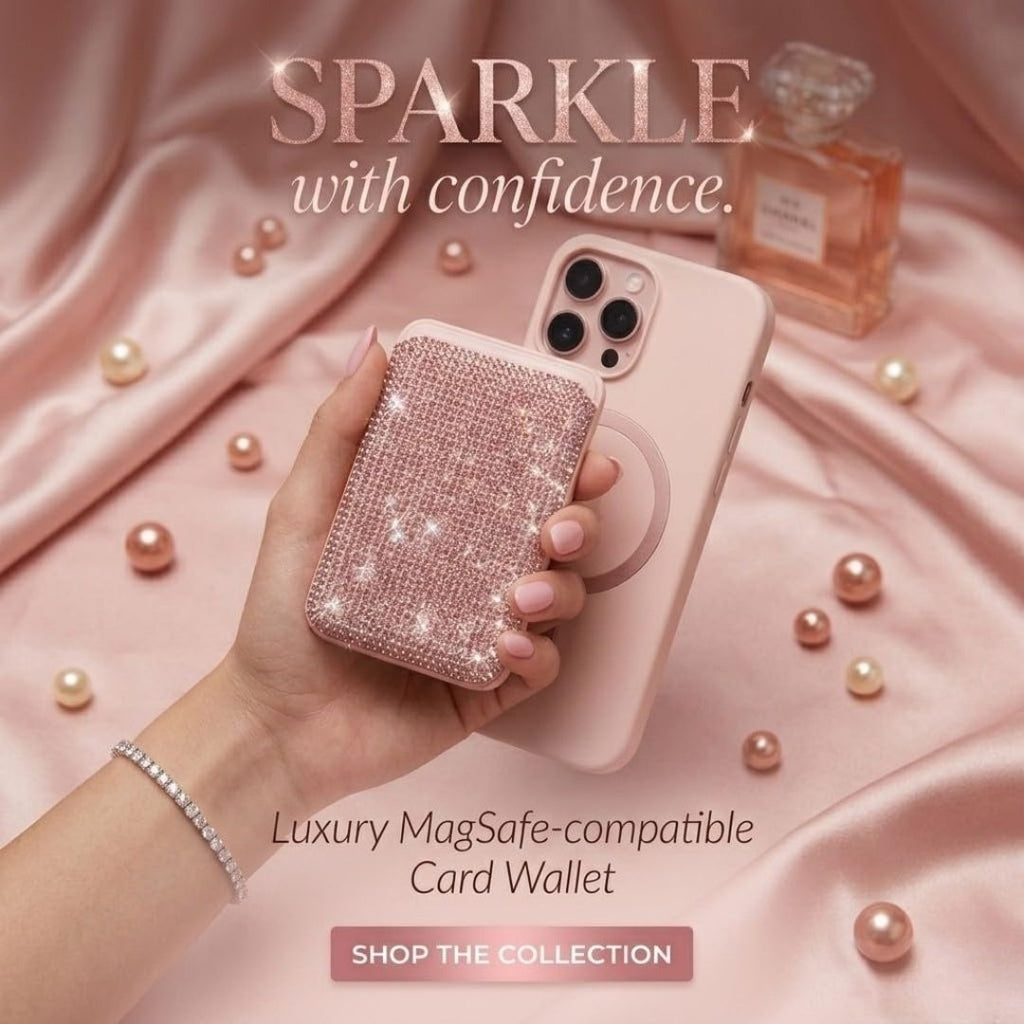 Magnetic MagSafe Sparkly Pink Glitter Wallet