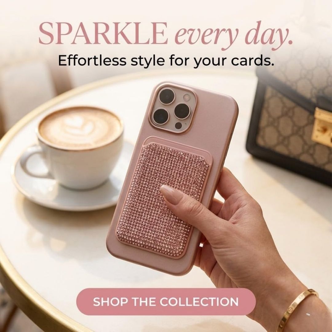 Magnetic MagSafe Sparkly Pink Glitter Wallet