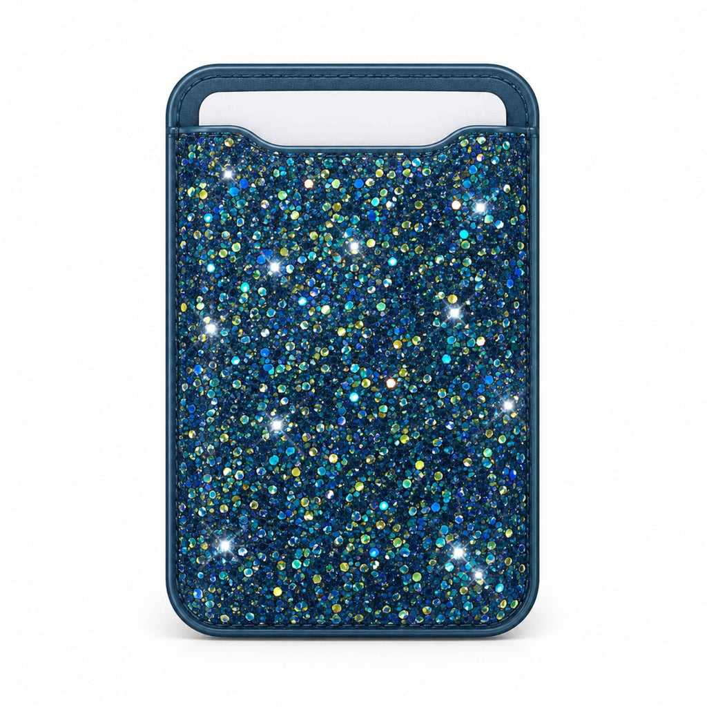 Magnetic MagSafe Sparkly Blue Glitter Wallet