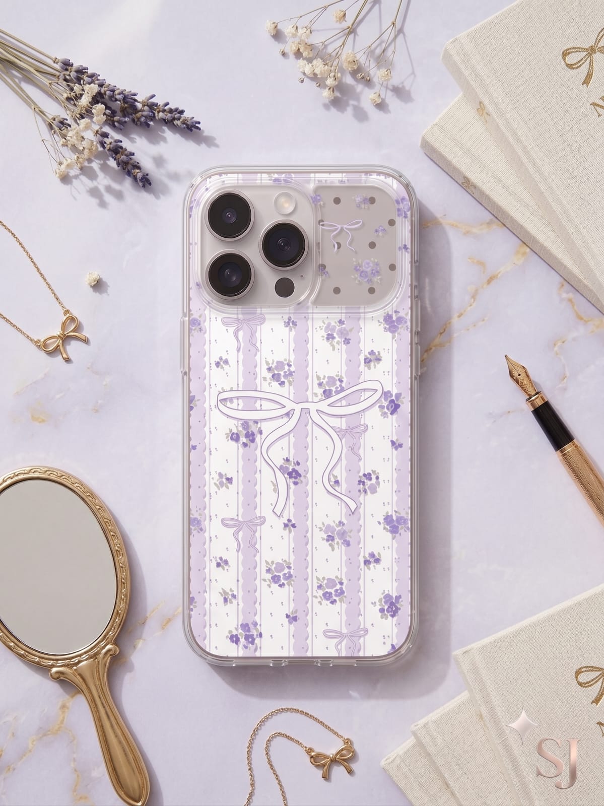 VIOLET BOW & BLOSSOM IPHONE CASE