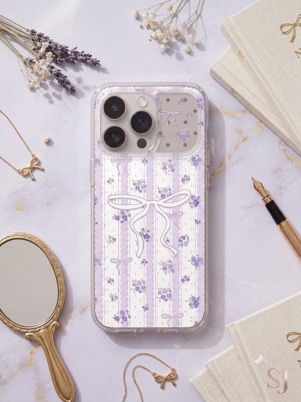 VIOLET BOW & BLOSSOM IPHONE CASE